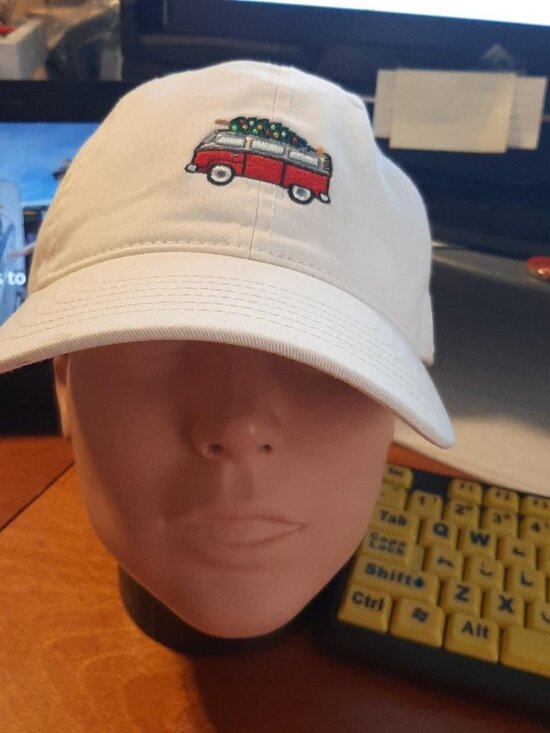 Mighty Fine Other - NEW TAG ! Mighty Fine Van&Truck Dad Hat Ivory Embroided Red Van W Christmas Tree